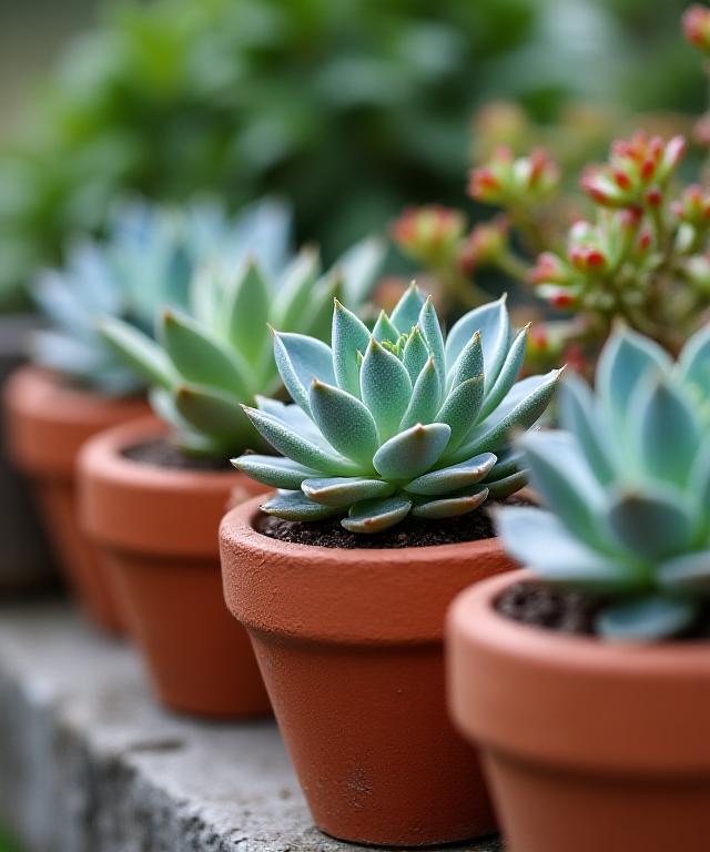 Dettaglio di un vaso in terracotta con piante grasse nel giardino di Noto.